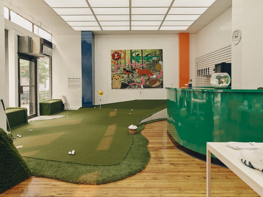 Whim's pop-up putting green in New York City, 2023.