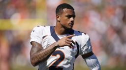 Denver Broncos cornerback Patrick Surtain II takes part in drills during the NFL football team's training camp Saturday, Aug. 6, 2022, at the Broncos' headquarters in Centennial, Colo.