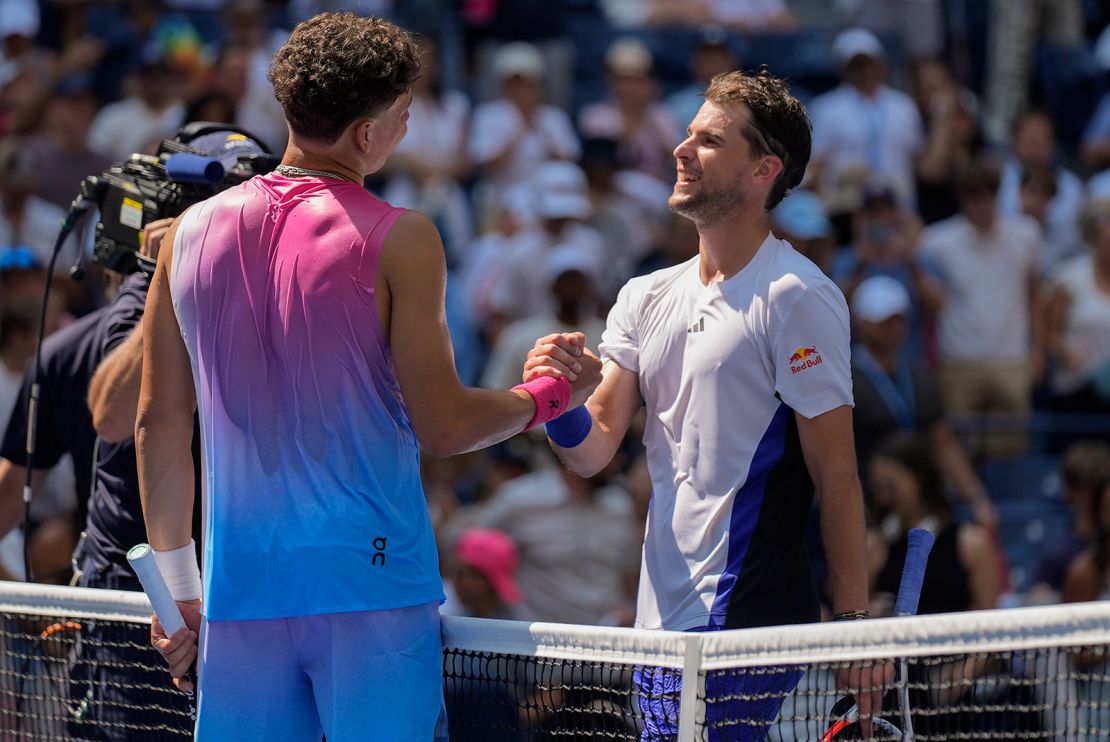 Ben Shelton and Dominic Thiem had a warm exchange at the net after Thiem's final grand slam match.