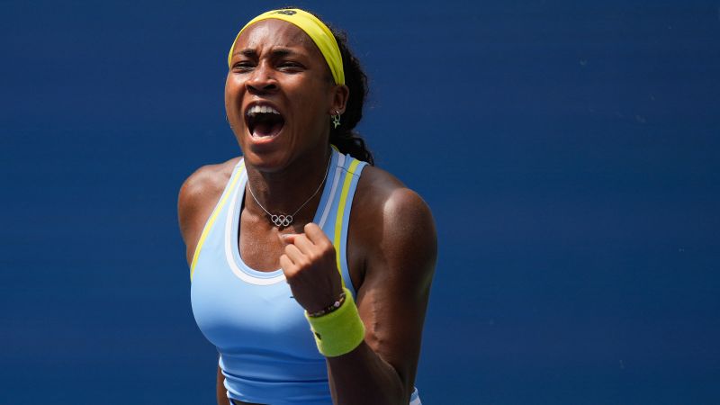 Coco Gauff rallies from behind to keep her US Open title defense alive