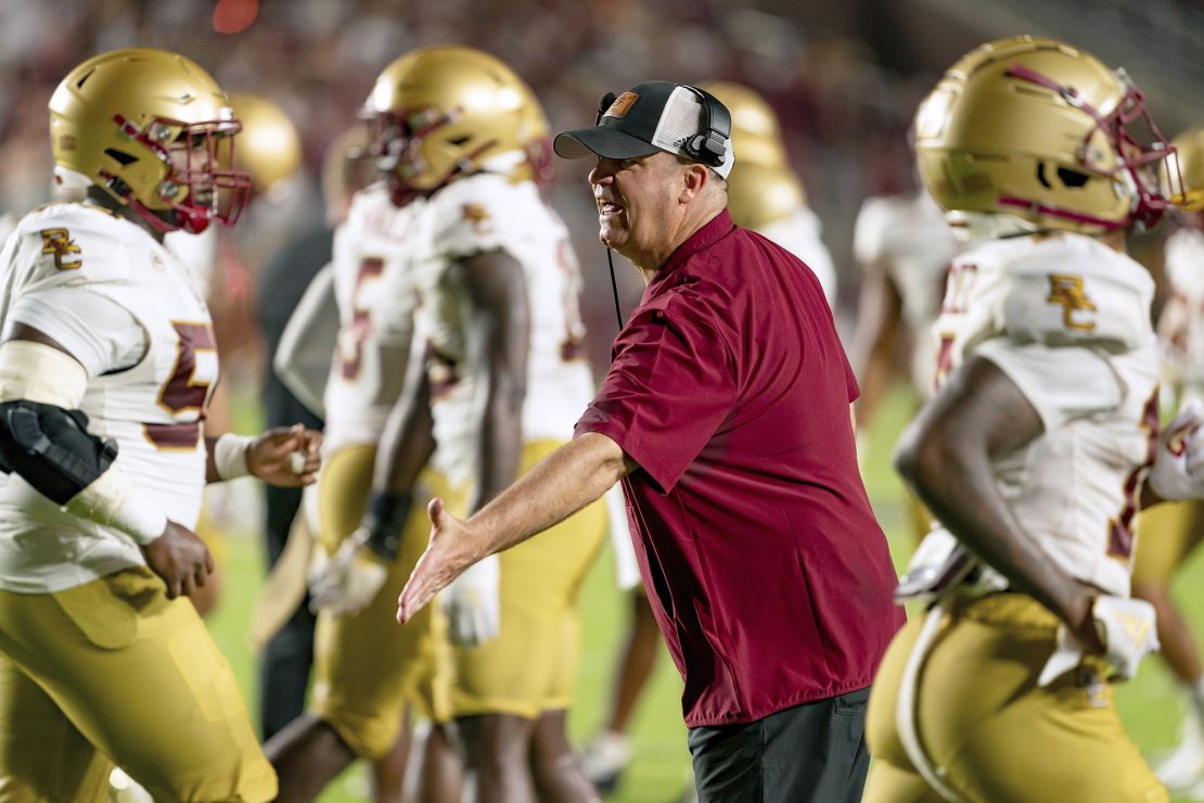 O'Brien congratulates players during the game against Florida State.