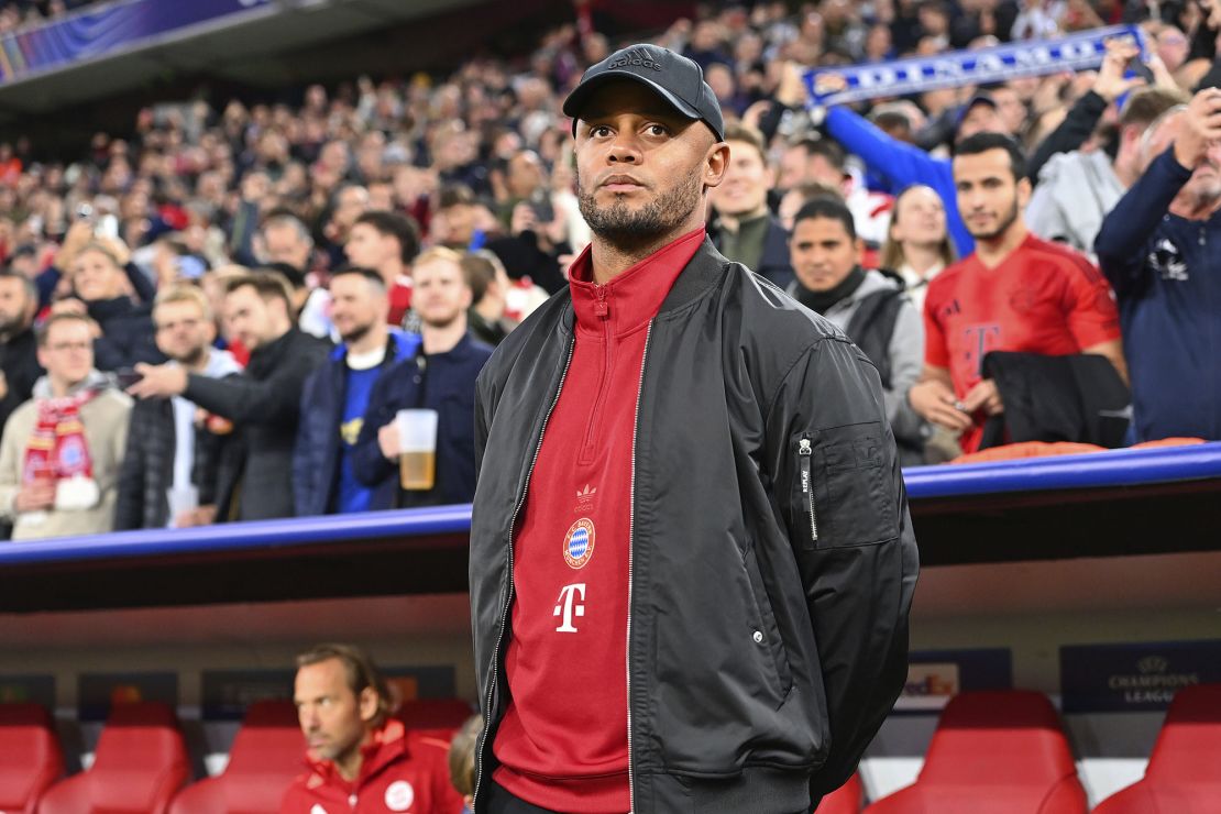 Kompany looks on during the game against Dinamo Zagreb.