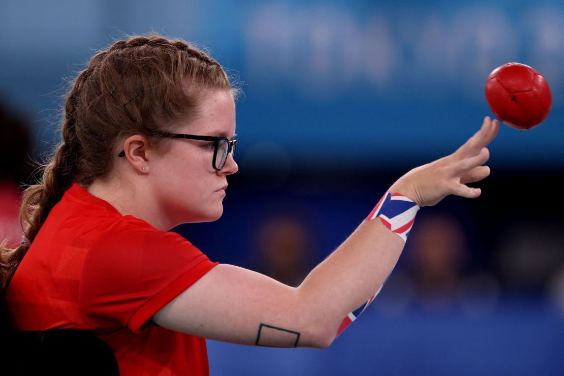 Great Britain's Claire Taggart competes in the boccia individual BC2 class at the Tokyo 2020 Paralympic Games.