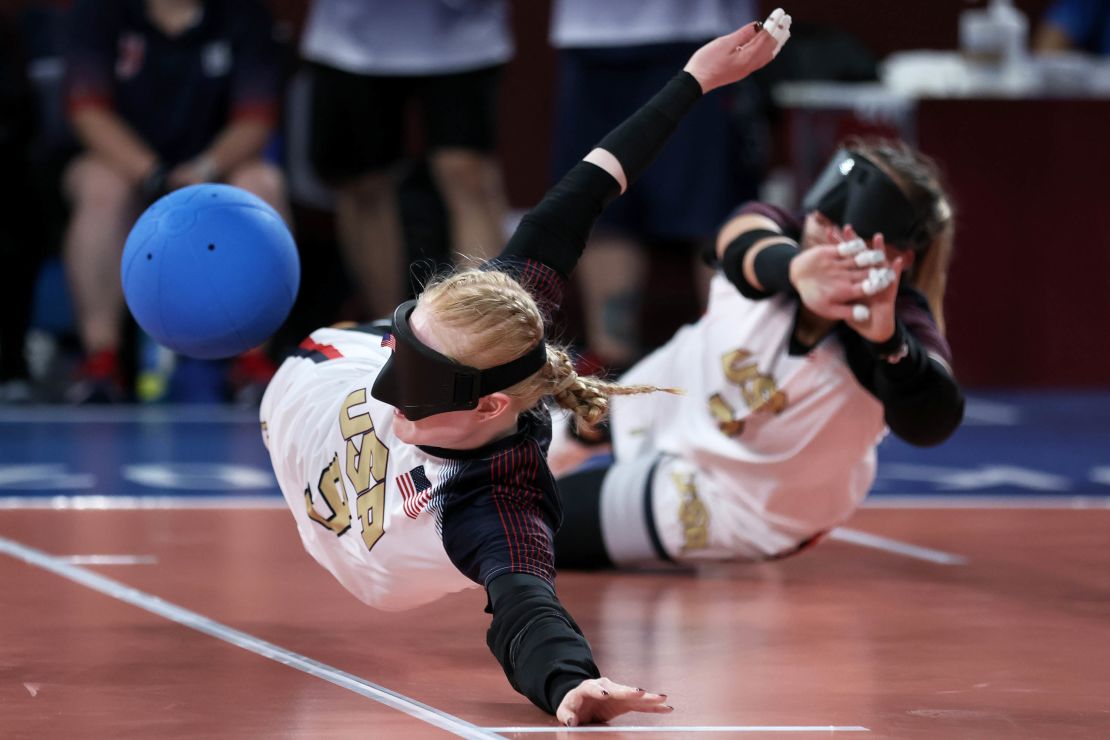 Team USA competes in the gold medal match in the women's goalball competition against Turkey at the Tokyo 2020 Paralympic Games.