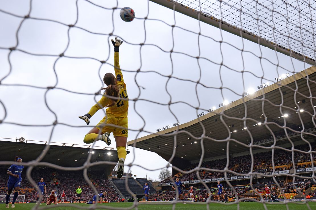 Hampton makes a save during the League Cup final between Arsenal and Chelsea.