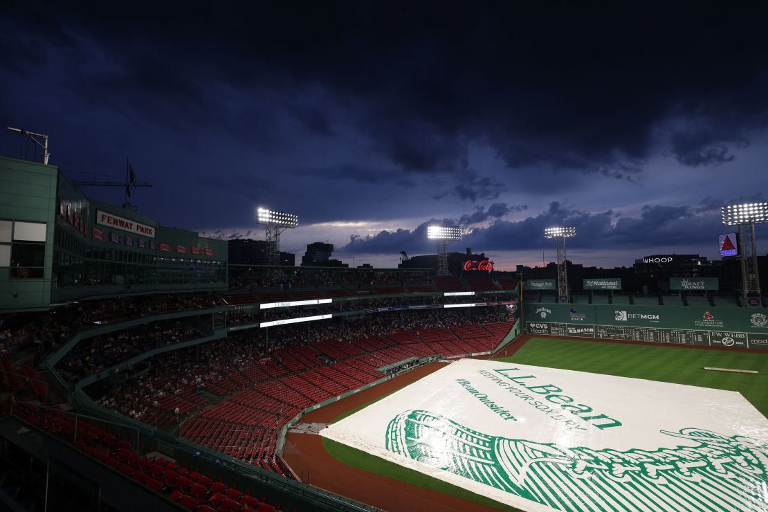 Fenway Park during a rain delay between the Toronto Blue Jays and the Boston Red Sox on June 26, 2024, in Boston.