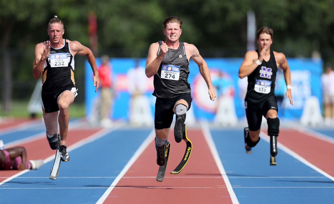 Woodhall competes in the men's 100m at the 2024 US Paralympics trials on July 20, 2024.