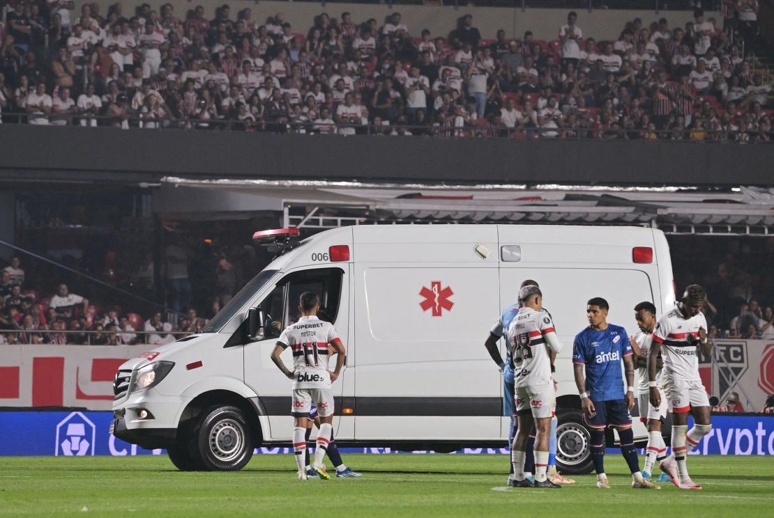 Izquierdo was taken away in an ambulance during a match between Brazil's Sao Paulo and Uruguay's Nacional at the MorumBIS stadium in Sao Paulo, Brazil on August 22, 2024.