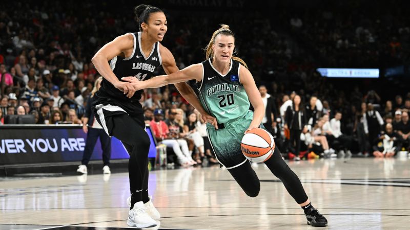 New York Liberty become first WNBA team to clinch playoff berth with win against defending champion Las Vegas Aces