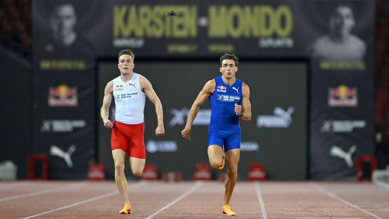 Mondo Duplantis runs 100 meters in 10.37 seconds to beat Karsten Warholm in exhibition race