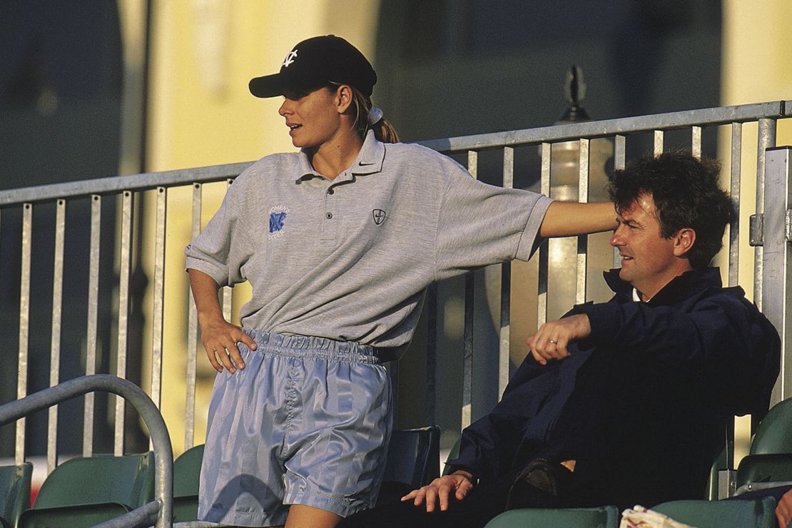 Dorrance with US national team legend Mia Hamm during her time at UNC.