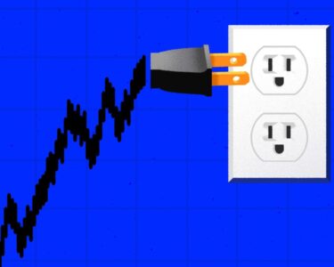 A graph/plug trending upwards toward electrical plug