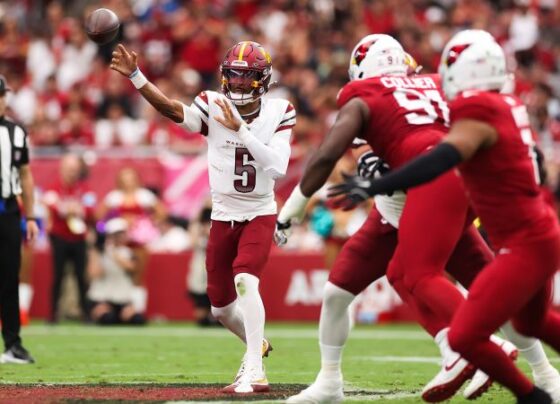 Tyler Huntley throws the ball during the first half of the game against the Tennessee Titans.