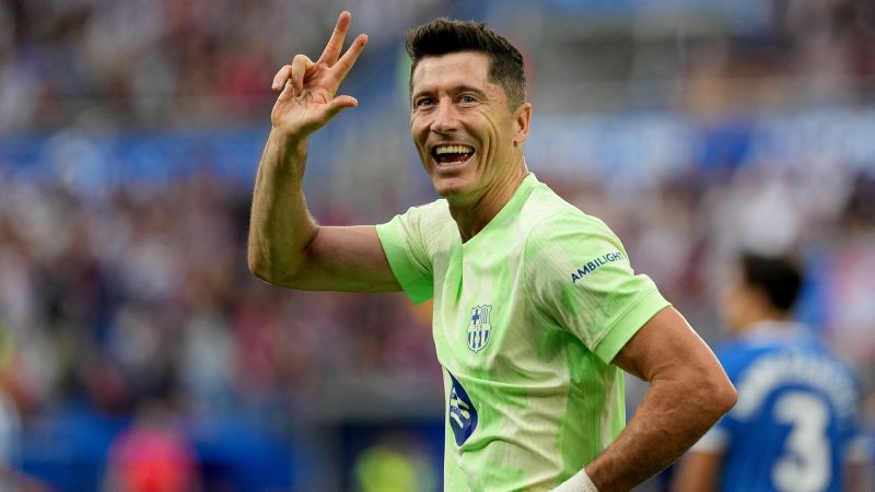 European soccer round-up: Robert Lewandowski hat-trick keeps Barcelona top of La Liga | CNN