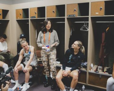 New York Liberty owner Clara Wu Tsai with Breanna Stewart on a 2023 recruitment trip to Turkey