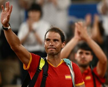 López (left) and Nadal celebrate during their semifinal match against Great Britain during the 2019 Davis Cup.