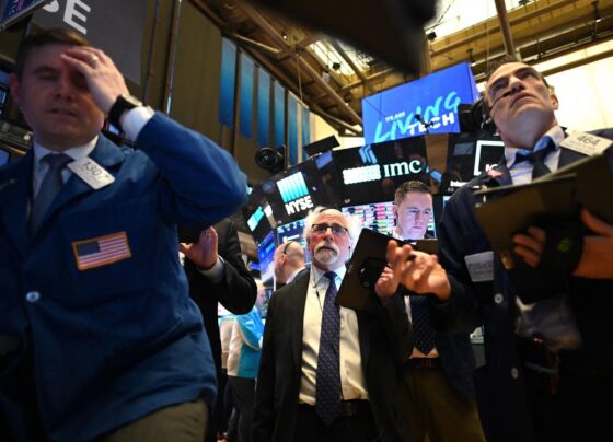 NYSE Traders working during the opening bell.