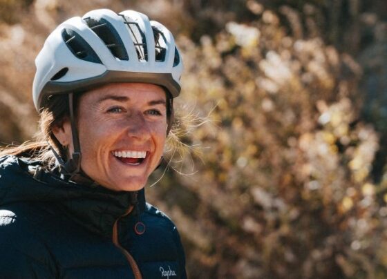 Lael Wilcox (third from right) is joined by fellow female cyclists during one of Komoot's Women's Rallies.