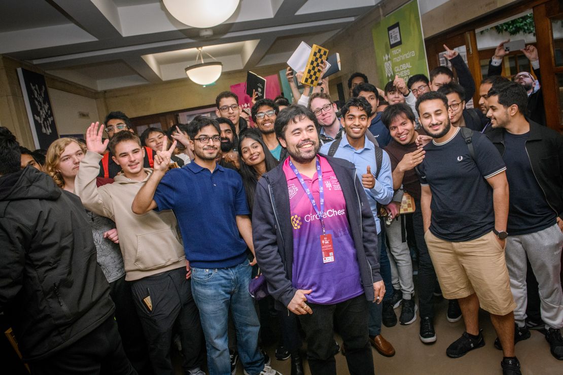 Nakamura with fans at the Global Chess League 2024 in London.