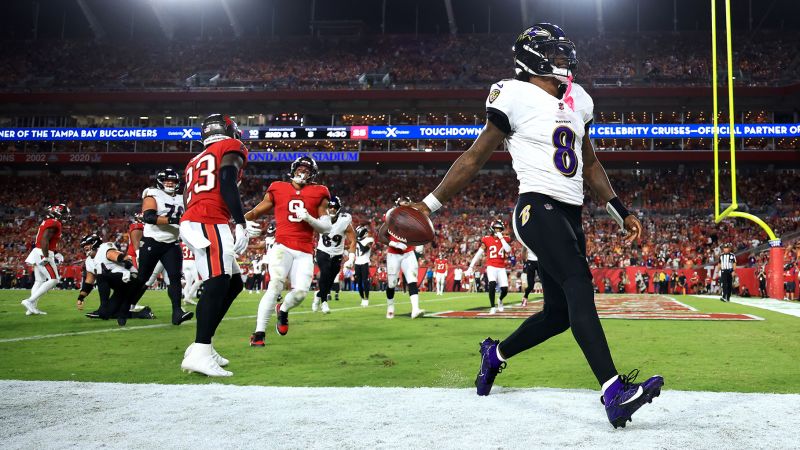 Lamar Jackson’s monster game helps Ravens beat Bucs, last-second field goal lifts Cardinals over Chargers: NFL Week 7 Monday review | CNN