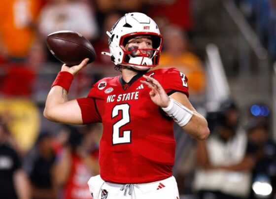 Grayson McCall was stretchered off the field after taking a hit to the head in the NC State Wolfpack's game against Wake Forest on October 5.