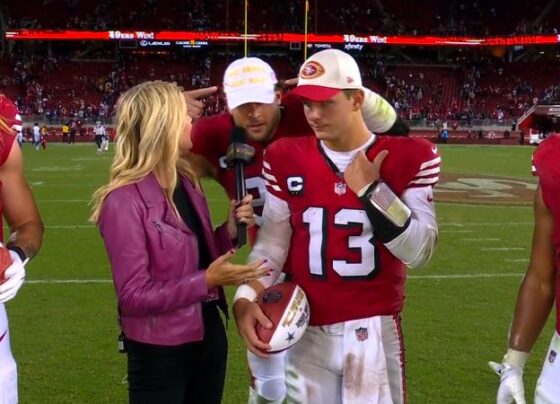 When Bosa came out after the game to speak to the media, he was no longer wearing the 'Make America Great Again' hat.