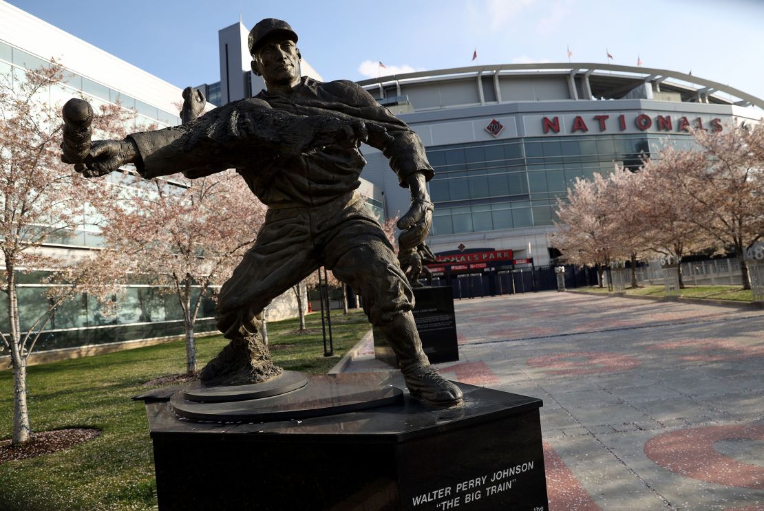 Walter Johnson's statue resides outside Nationals Park.