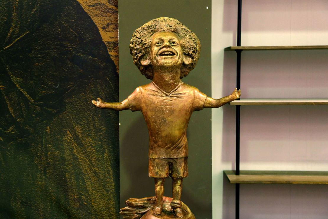 Mohamed Salah's statue displayed at the World Youth Forum in Sharm El Sheikh, Egypt in 2018.