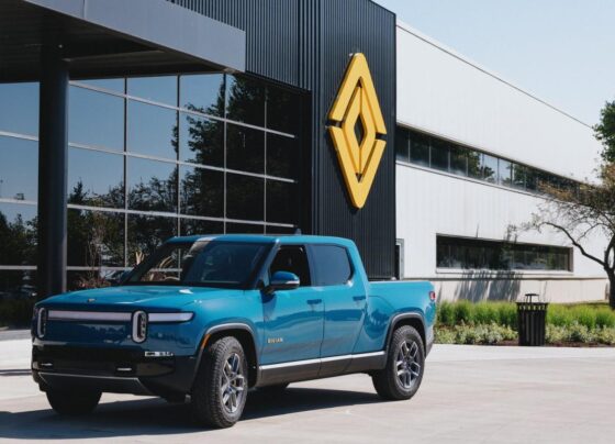 Rivian's R1 pickup at its plant in Normal, Illinois.