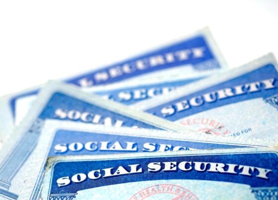 A stack of Social Security cards.