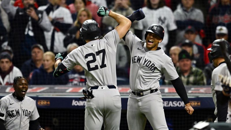 New York Yankees are one win away from elusive World Series after holding off resilient Cleveland Guardians in Game 4 of ALCS | CNN