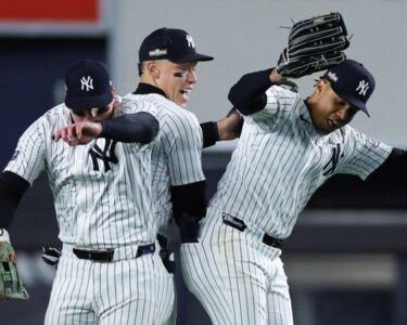 Yankees pitcher Carlos Rodón throws against the Guardians in Game 1 of the ALCS.