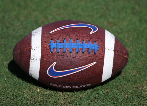 STARKVILLE, MS - SEPTEMBER 21: A general view of a Nike Florida Gators football during the game between the Florida Gators and the Mississippi State Bulldogs on September 21, 2024 at Davis Wade Stadium in Starkville, Mississippi.  (Photo by Michael Wade/Icon Sportswire via Getty Images)