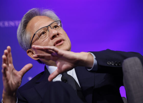 Nvidia CEO Jensen Huang speaks about the future of artificial intelligence and its effect on energy consumption and production at the Bipartisan Policy Center on September 27, 2024 in Washington, DC. (Photo by Chip Somodevilla/Getty Images)