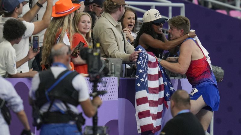 Paralympian Hunter Woodhall joins wife as a gold medal winner in Paris