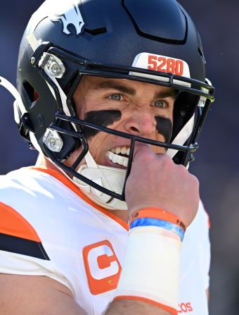 Denver Broncos quarterback Bo Nix reacts after throwing an interception against the Baltimore Ravens in Baltimore on November 3. The Ravens beat the Broncos 41-10.