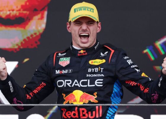 Verstappen looks on during the Sao Paulo Grand Prix.