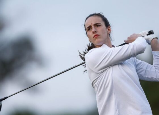 BELLEAIR, FLORIDA - NOVEMBER 13: Caitlin Clark, professional basketball player, and Nelly Korda of the United States pose for a photo before teeing off at a Pro-Am prior to The ANNIKA driven by Gainbridge at Pelican 2024 at Pelican Golf Club on November 13, 2024 in Belleair, Florida. (Photo by Douglas P. DeFelice/Getty Images)