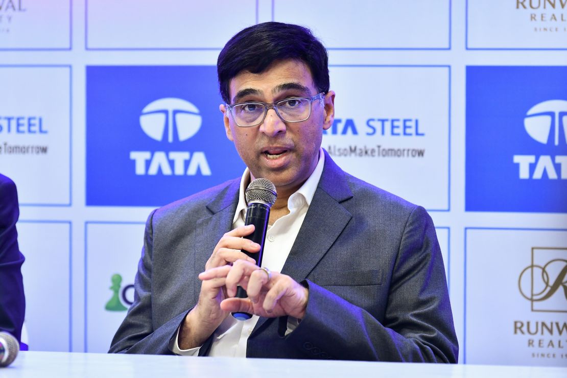 KOLKATA, WEST BENGAL, INDIA - 2024/11/17: Indian chess grandmaster Viswanathan Anand seen during post-match press conference the 6th TATA Steel Chess India Tournament at Dhono Dhanyo Auditorium. (Photo by Dipayan Bose/SOPA Images/LightRocket via Getty Images)