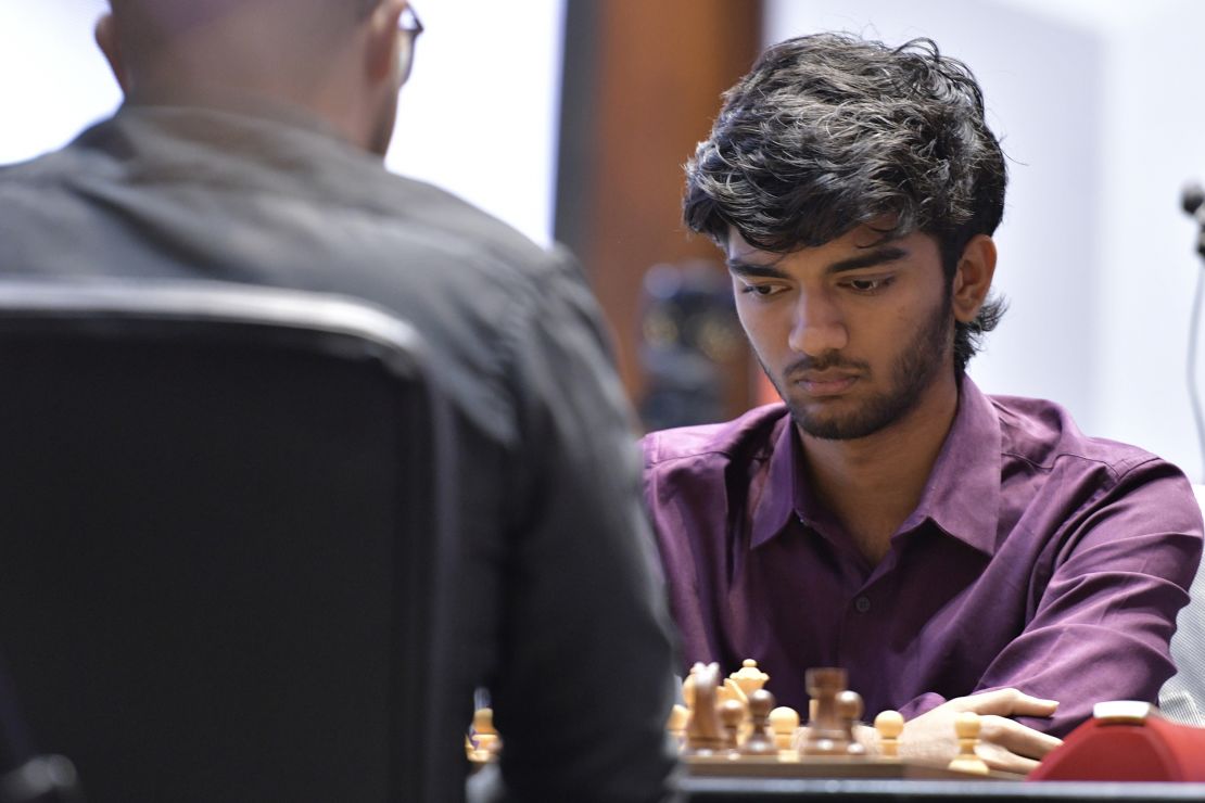 KOLKATA, WEST BENGAL, INDIA - 2023/09/06: Indian chess grandmaster Dommaraju Gukesh seen playing at the fifth edition of the Tata Steel Chess India tournament 2023 at Bhasa Bhavan. (Photo by Dipayan Bose/SOPA Images/LightRocket via Getty Images)