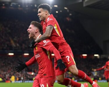 Liverpool's Cody Gakpo scores his team's second goal to seal the victory.