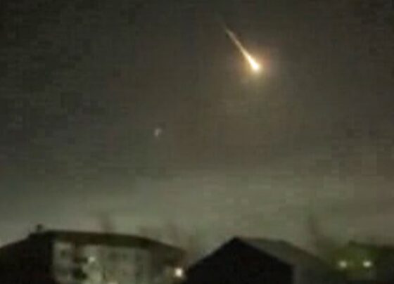 An asteroid lights up the sky over the Russian republic of Yakutia on Dec. 4, 2024.