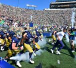 Notre Dame quarterback Riley Leonard, left, and Indiana quarterback Kurtis Rourke in action.