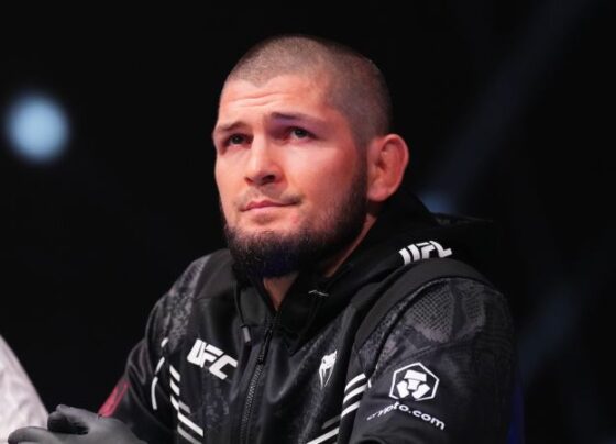 NEW YORK, NY - SEPTEMBER 20:  Lightweight Champion Khabib Nurmagomedov poses for photos during the UFC 229 Press Conference at Radio City Music Hall on September 20, 2018 in New York City.  (Photo by Steven Ryan/Getty Images)