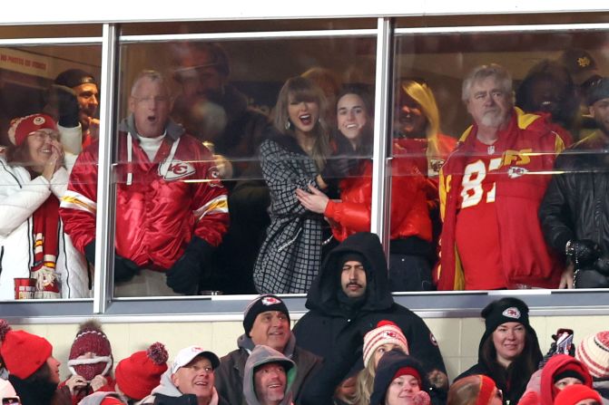 Taylor Swift and WNBA star Caitlin Clark celebrate the Kansas City Chiefs' game against the Houston Texans in Kansas City, Missouri, on January 18. “I’ve been a Chiefs fan since I was a young girl,” Clark told Peyton and Eli Manning on “ManningCast” last year. “It’d be a yearly thing, we’d go down there and watch one of the Chiefs games so I am not a bandwagon Chiefs fan. I was a Chiefs fan even when they weren’t very good!”