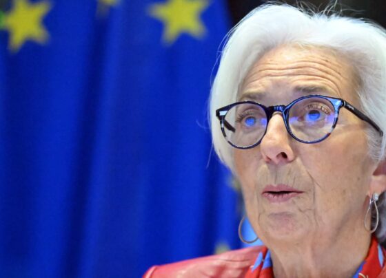 ECB President Christine Lagarde speaks after rate decision