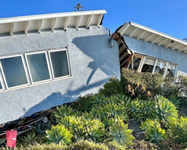 Los Angeles home survived the fire, only to be split in two by a landslide