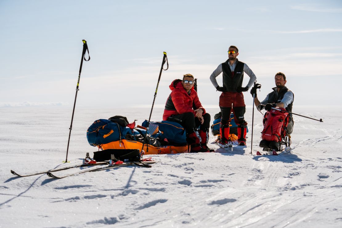 Ed Jackson, Niall McCann and Darren Edwards after a long day on Vatnajökull.