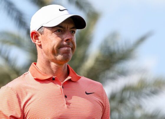 McIlroy tees off at the Dubai Desert Classic, a DP World Tour event.