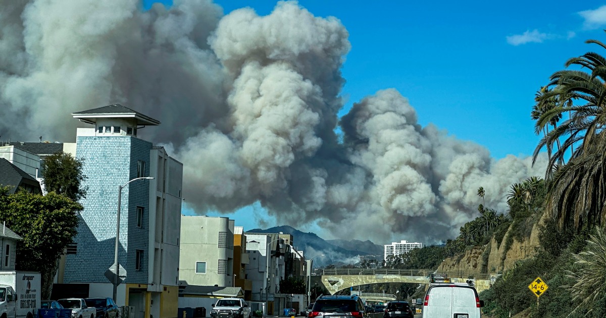 Wind-whipped fire in L.A. prompts evacuations in Pacific Palisades